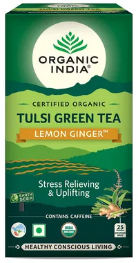 Organic India Tea for Immunity, Antioxidant Support & Stress Relief | Flavour Lemon Ginger Green Tea